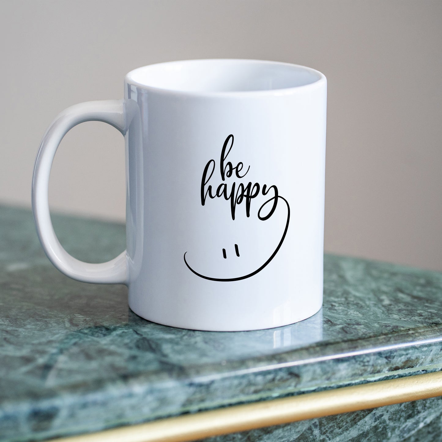 Be Happy. Inspirational Coffee Mug.