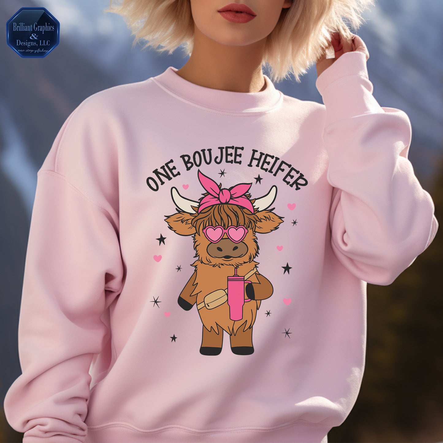 One Boujee Heifer Highland Cow Sweatshirt