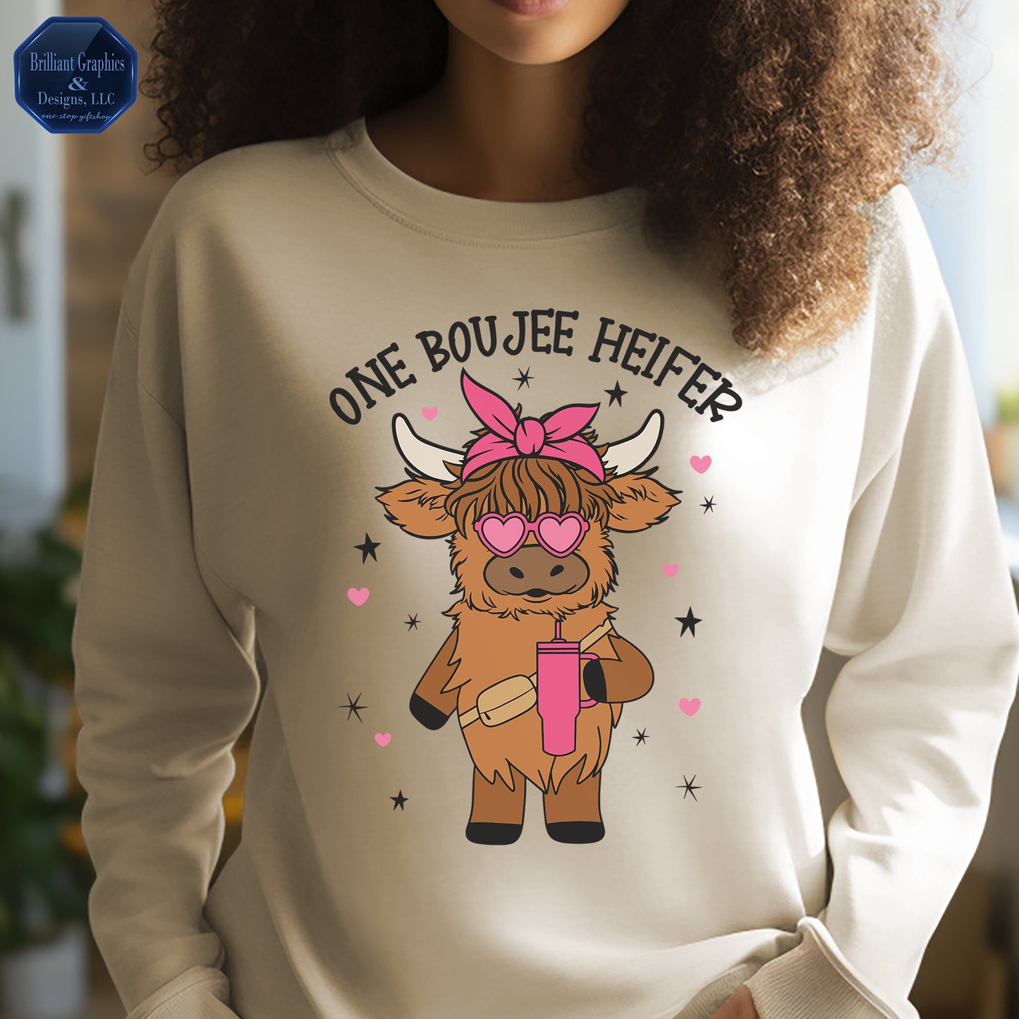 One Boujee Heifer Highland Cow Sweatshirt