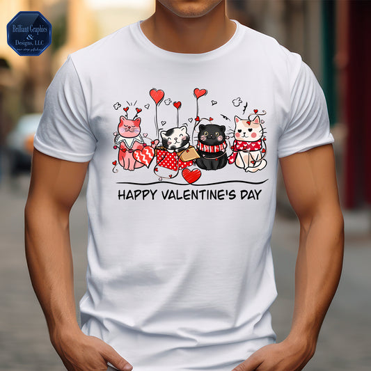 Happy Valentine's Day Cats. Adorable Cats. Festive Shirt.