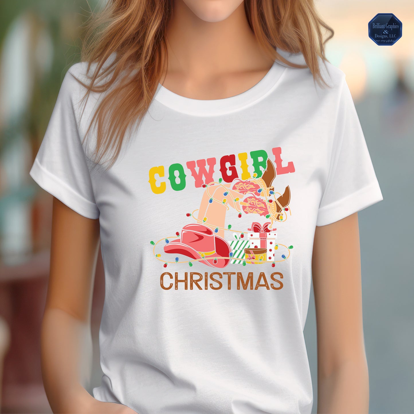 Cowgirl Christmas, Western Retro T-shirt