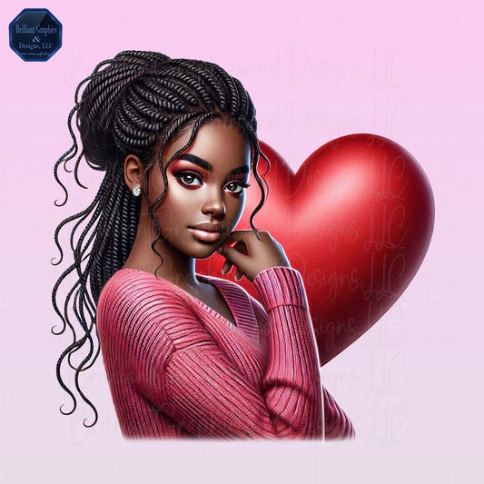 Lovely African American Woman. PNG. Digital Illustration.