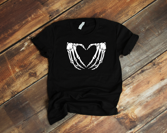 Skeleton Heart Hands Halloween Adult T-shirt