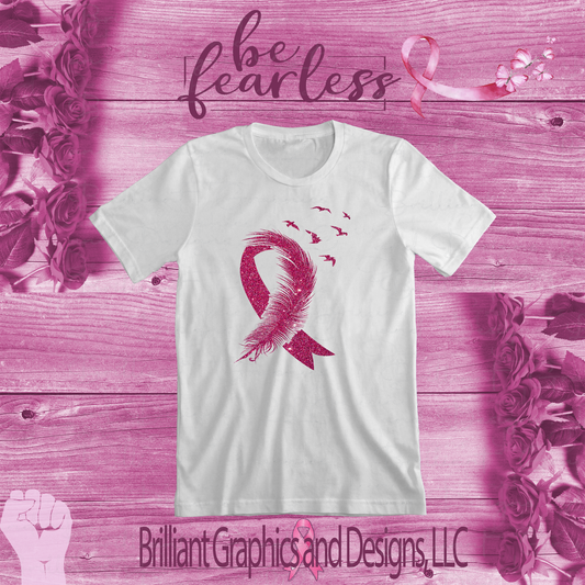 Breast Cancer Ribbon and Feather T-shirt