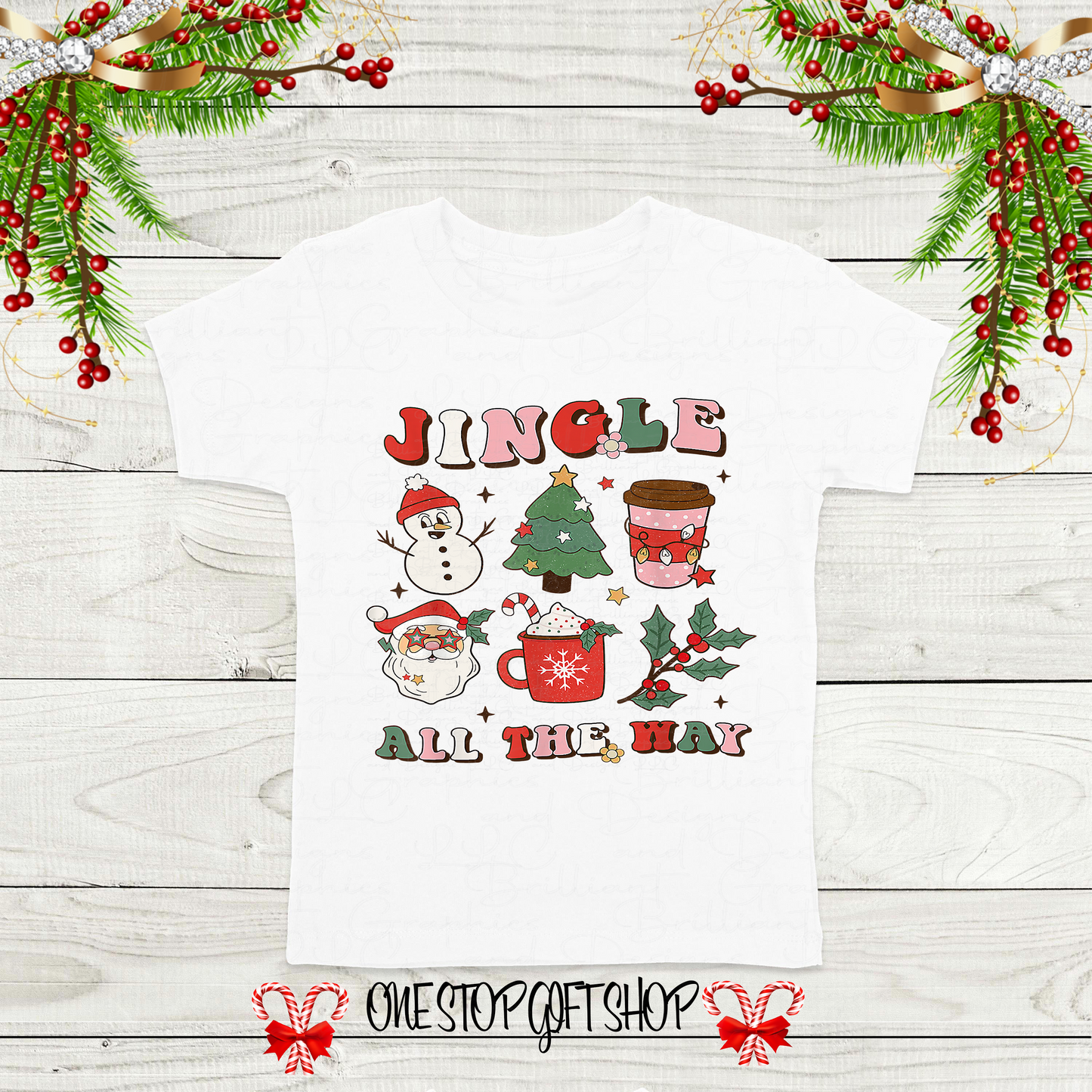 Jingle All the Way Kids Christmas T-Shirt