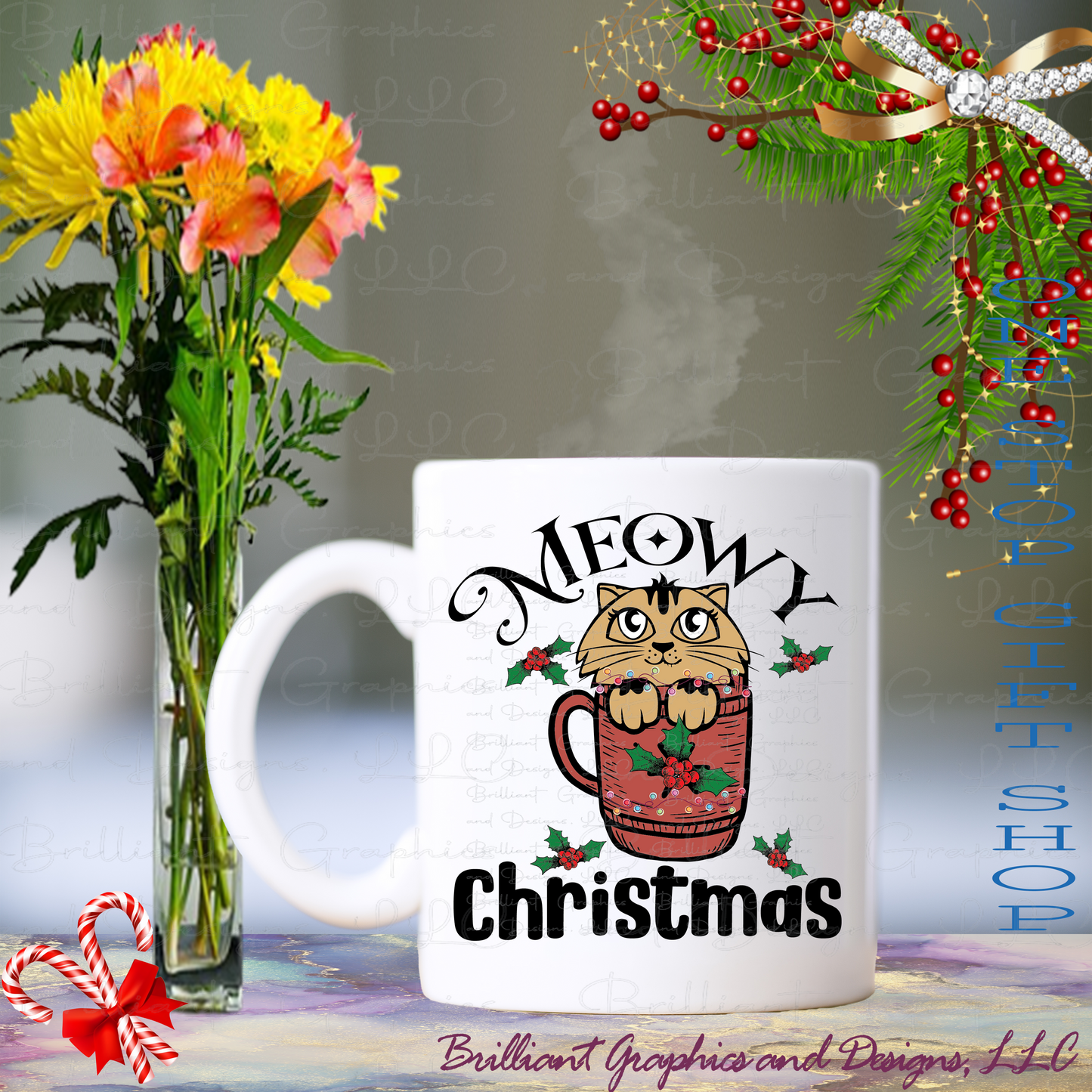 Meowy Christmas, Cat Lovers Christmas Cup