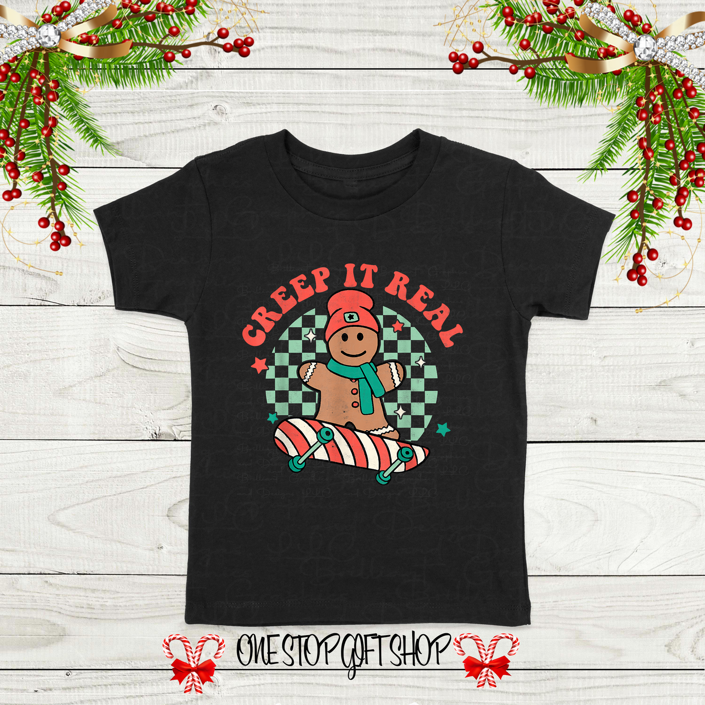 Gingerbread Skateboarding Kids T-Shirt