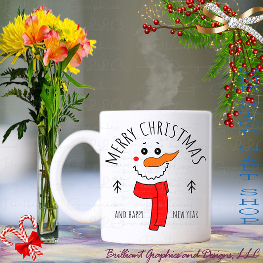 Merry Christmas and Happy New Year Snowman Cup