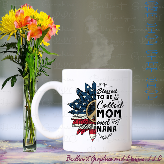 Patriotic Blessed Mom and Nana Coffee Cup