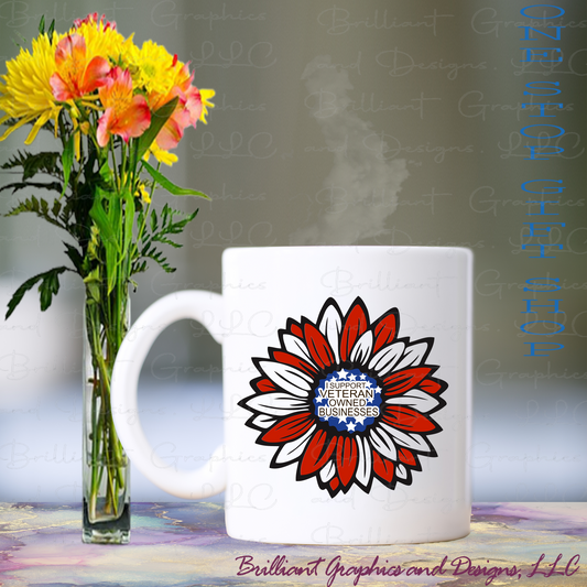 Support Veteran Owned Business Sunflower Coffee Cup